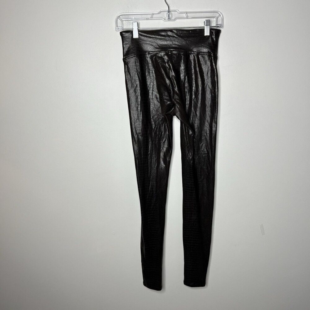 Spanx‎ Leggings Womens Small Faux Leather Croc Brown Elastic Waist Slimming - Picture 11 of 11